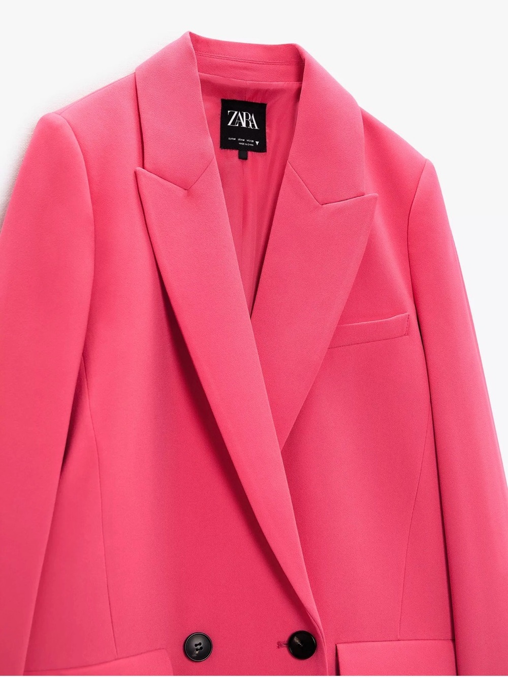 Zara long square sz M new Women's Pink Double-Breasted Blazer